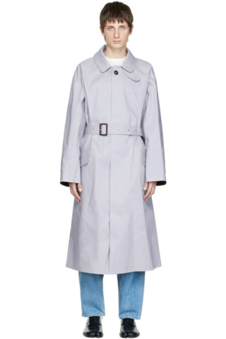 Purple Belted Trench Coat by Maison Margiela on Sale