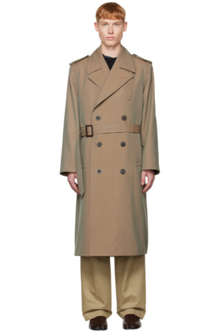 Maison Margiela: Tan Double-Breasted Trench Coat | SSENSE