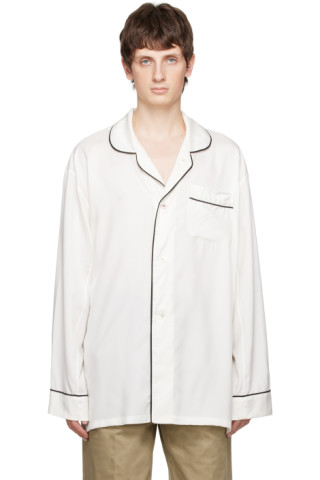 【関税&送料込み】Mm6 Maison Margiela Pyjamas Style Silk P Off-White Pyjama Shirt by Maison Margiela on Sale