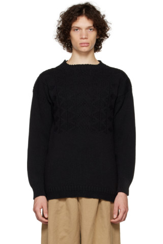 Black Cable Knit Sweater by Maison Margiela on Sale