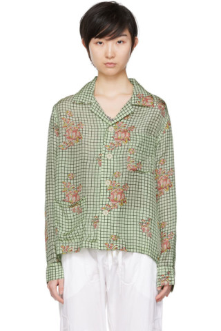 Bode: Green Grid Shirt | SSENSE