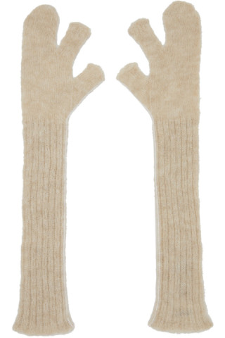 MM6 Maison Margiela - Beige Alpaca Wool Gloves