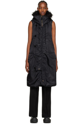 Black Long Vest by MM6 Maison Margiela on Sale