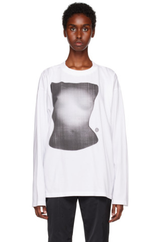 MM6 Maison Margiela: White Torso Print Long Sleeve T-Shirt | SSENSE Canada