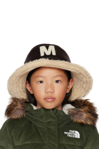 Kids Brown Logo Faux-Leather Bucket Hat by MM6 Maison Margiela