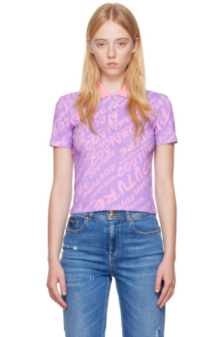 Purple Graphic Polo by Versace Jeans Couture on Sale