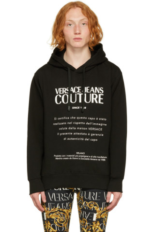 Versace Jeans Couture: Black Warranty Hoodie | SSENSE Canada
