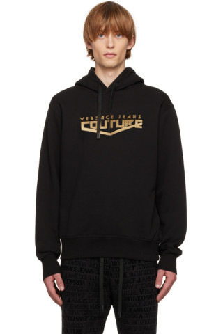 Versace Jeans Couture: Black Bonded Hoodie | SSENSE