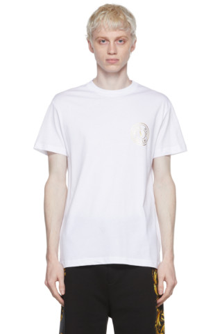 Versace Jeans Couture: White V-Emblem T-Shirt | SSENSE