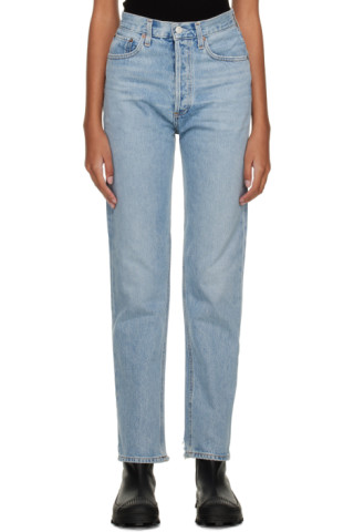 AGOLDE: Blue 90's Pinch Waist Jeans | SSENSE