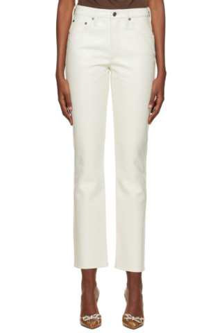 AGOLDE: White 90s Leather Pants | SSENSE