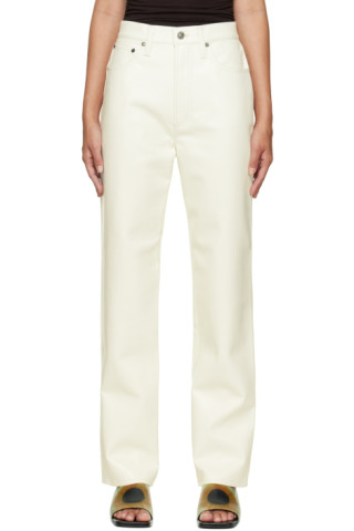 AGOLDE: White Recycled Leather 90s Pinch Waist Trousers | SSENSE