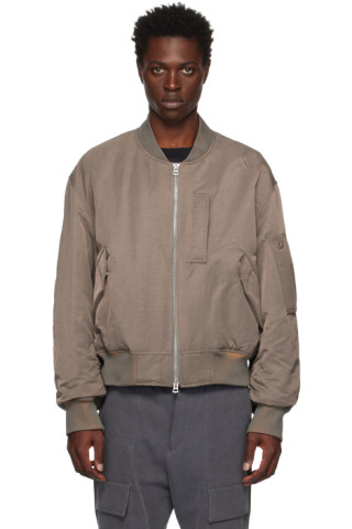 Khaki Padded Bomber Jacket by Solid Homme on Sale