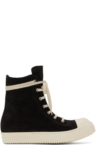 Rick Owens: Black Suede High Sneakers | SSENSE