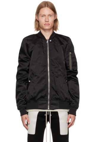 Black Flight Bomber Jacket by Rick Owens on Sale