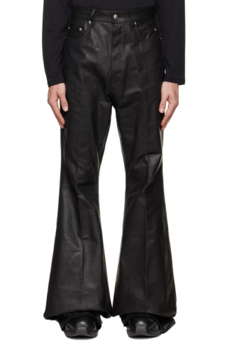 Black Bolan Leather Pants by Rick Owens on Sale