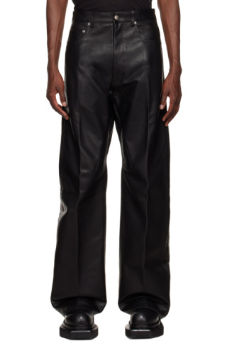 Black Geth Leather Pants by Rick Owens on Sale