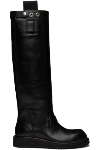 Black Anthem Jack Boots by Rick Owens on Sale