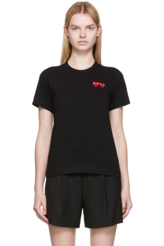 Shop Comme des Garçons PLAY Double Heart T-Shirt