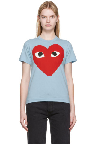 COMME des GARÇONS PLAY: ブルー ビッグ ハート Tシャツ ...