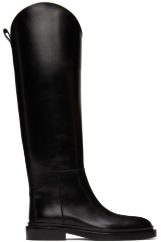 Jil Sander: Black Tall Riding Boots | SSENSE