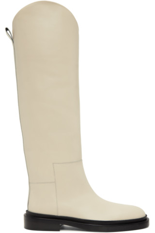 Off-White Riding Tall Boots by Jil Sander on Sale