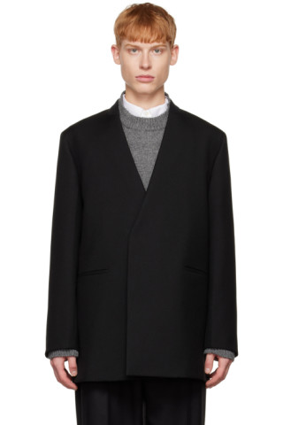 Jil Sander: Black Shawl Collar Blazer | SSENSE