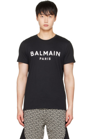 Balmain: Black Print T-Shirt | SSENSE