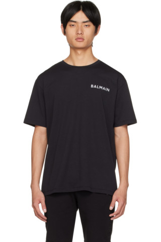 Balmain: Black Reflective T-Shirt | SSENSE