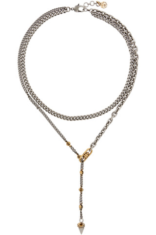 Gunmetal Punk Stud Necklace by Alexander McQueen on Sale