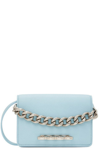 Alexander McQueen: Blue Mini Four Ring Shoulder Bag | SSENSE