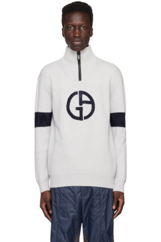 【関税込み】Giorgio Armani グレー ハーフジップセーター Giorgio Armaniのグレー ハーフジップセーターがセール中