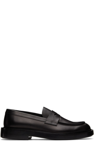 Giorgio Armani: Black Leather Loafers | SSENSE