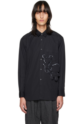 Black Graphic Appliqué Shirt by Comme des Garçons Shirt on Sale