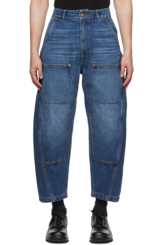 Sebastien Ami.: Blue Warped Carpenter Jeans | SSENSE