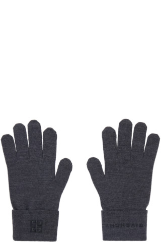 Givenchy Logo-patch Woollen Gloves in Gray for Men