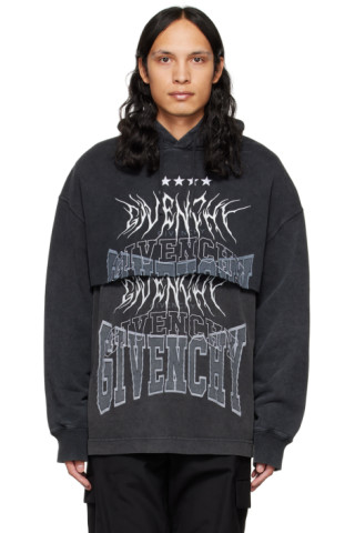 Givenchy: Gray Overlapped Hoodie | SSENSE