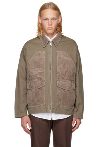 Izzue: Khaki Paneled Jacket | SSENSE