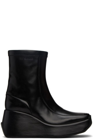 Raf Simons: Black Leather Ankle Boots | SSENSE