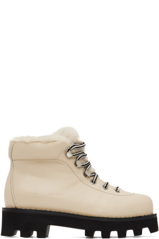 Beige Shearling Hiking Boots by Proenza Schouler on Sale