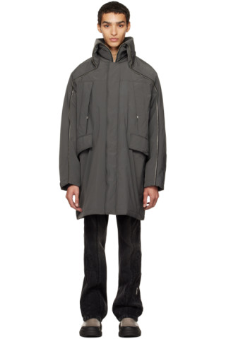 C2H4: Gray Continuous Zipper Coat | SSENSE