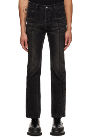 C2H4: Black 'Future Yacht Club' Straight Jeans | SSENSE