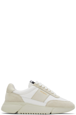 Axel Arigato: White & Taupe Genesis Vintage Runner Sneakers | SSENSE