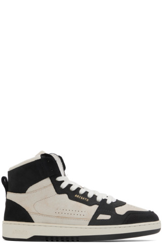 Axel Arigato: Beige & Black Dice Hi Sneakers | SSENSE