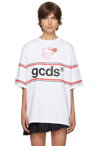 White Hello Kitty Edition Oversized T-Shirt by GCDS on Sale