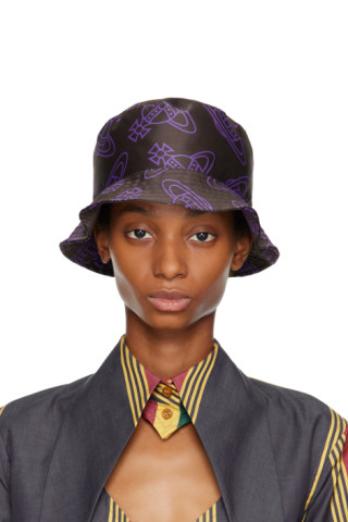 Vivienne Westwood: Brown & Purple Orb Lining Bucket Hat | SSENSE