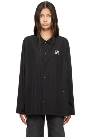 We11done: Black Windbreaker Jacket | SSENSE