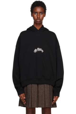 We11done: Black Printed Hoodie | SSENSE