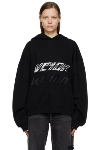 We11done: Black Speed Hoodie | SSENSE