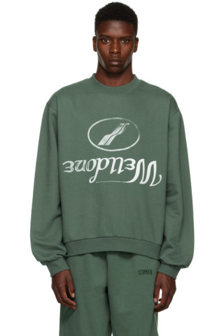 We11done: Green Reversed Sweatshirt | SSENSE